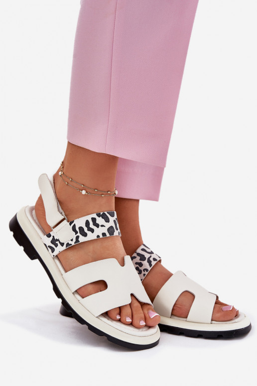 Dámske sandále Dámske so širokými podpätkami so vzormi leopardej kožušiny Vinceza 66780 béžová