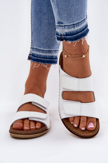 Kožené papuče Dámske Inblu AA0005GU biela farba 2