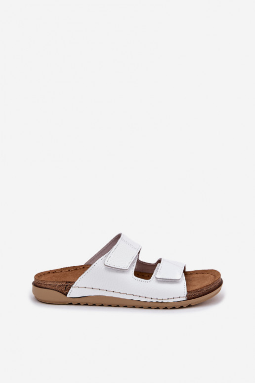 Kožené papuče Dámske Inblu AA0005GU biela farba Kožené papuče Dámske Inblu AA0005GU biela farba