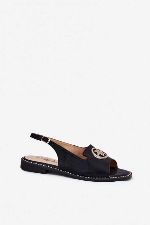 Dámske sandále so širokými podpätkami s ozdobami S.Barski KV51-002 čierna