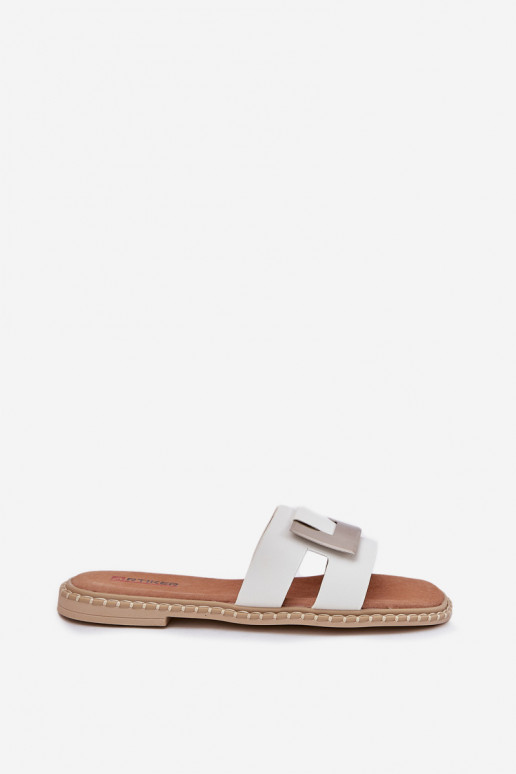 Papuče Dámsky byt S Ornatem Detalem Artiker 56C1334 biela farba Papuče Dámsky byt S Ornatem Detalem Artiker 56C1334 biela farba