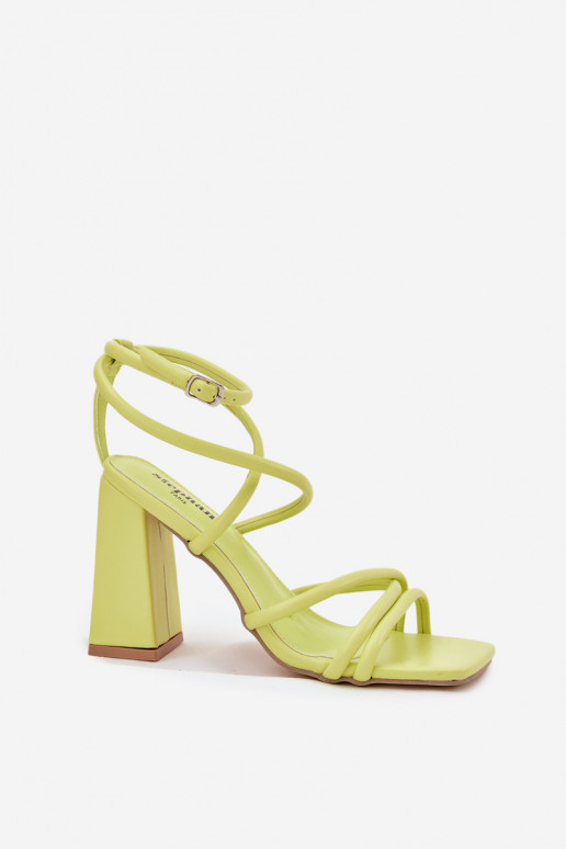 Dámske sandále na vysokom opätku S pruhmi Limetka Ciarilora