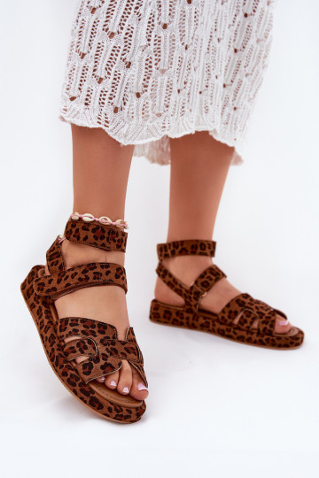 Dámske sandále s lepkavými zapínaniami Uvissa s leopardím vzorom 2