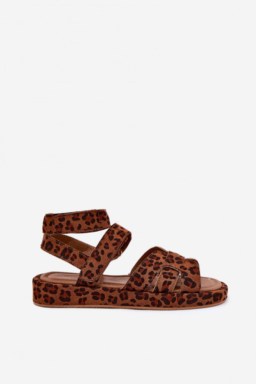 Dámske sandále Z s lepiacim zapínanímami so vzormi leopardej kožušiny Uvissa