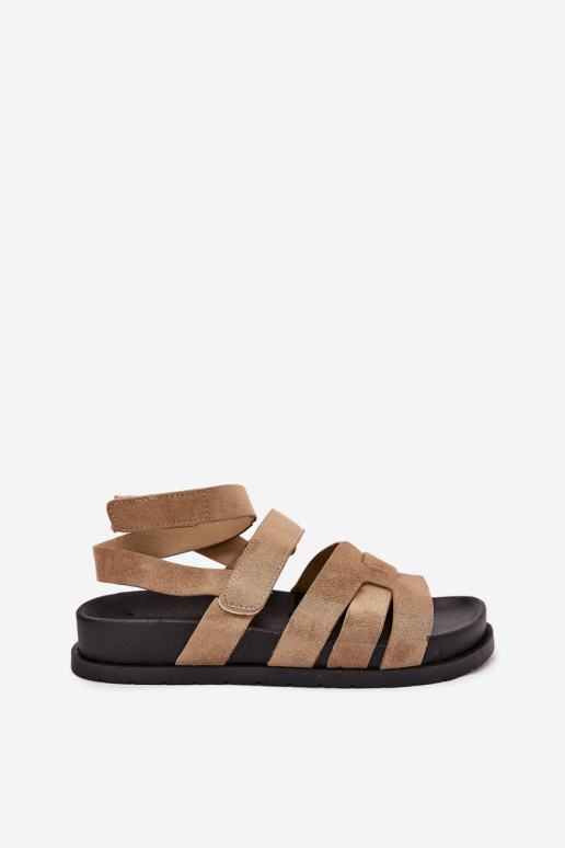 Eko Dámske semišové sandále Z s lepiacim zapínanímami béžová Valpera