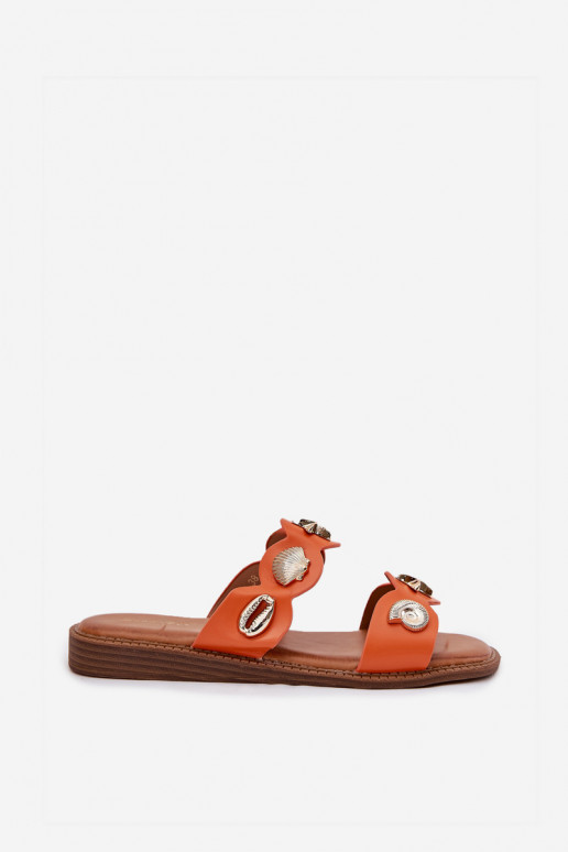 Dámske papuče Ze zlatej farbymi Przypinkami oranžová Jenoriela