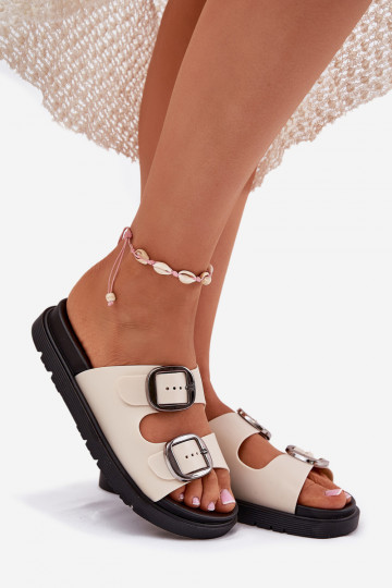 Dámske papuče s prackami s platformou béžová Elamas