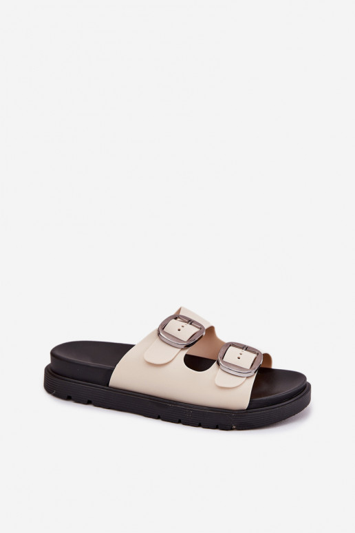 Dámske papuče s prackami s platformou béžová Elamas