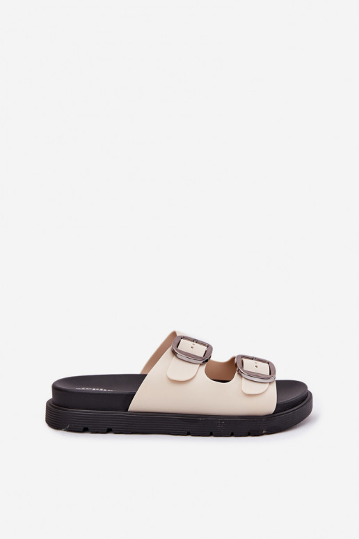 Dámske papuče s prackami s platformou béžová Elamas