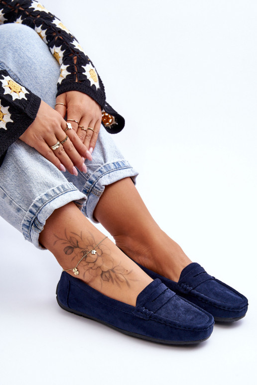 Elegantné semišové mokasíny tmavomodrá Lenvie