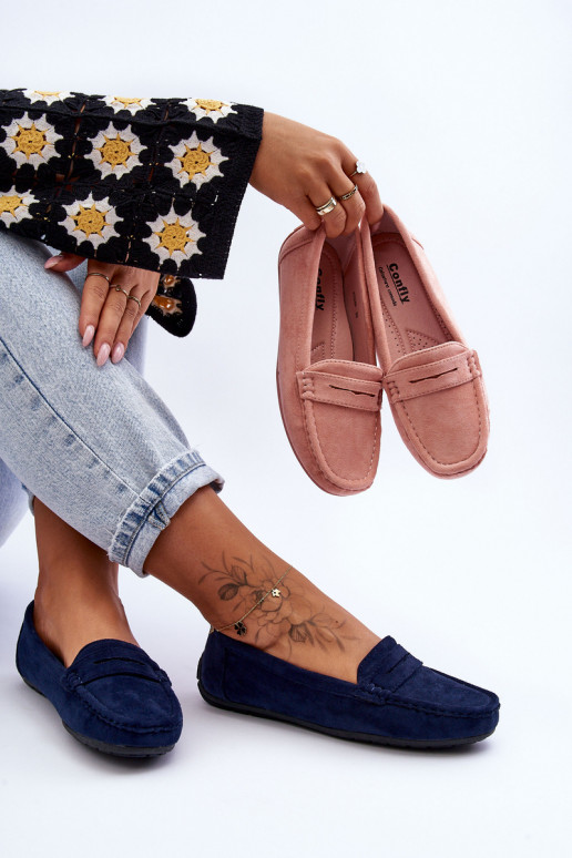 Elegantné semišové mokasíny tmavomodrá Lenvie