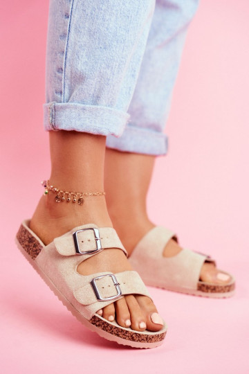 Dámske Papuče Zapnuté Korek s prackami béžová Si Senor