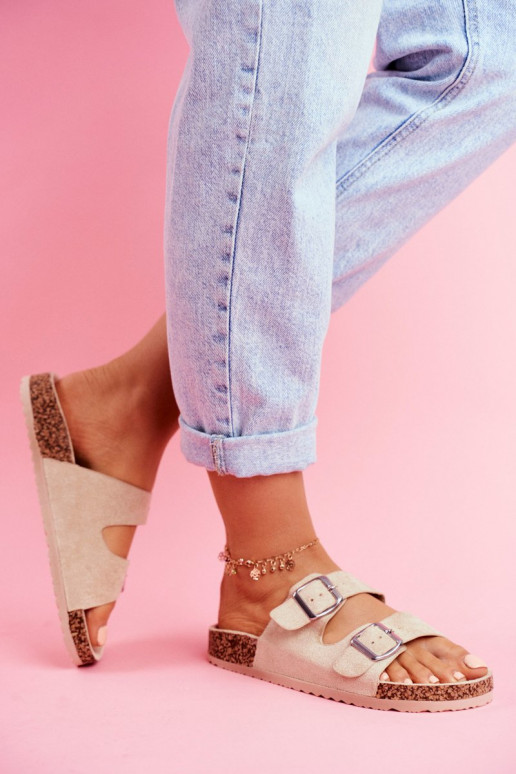 Dámske Papuče Zapnuté Korek s prackami béžová Si Senor