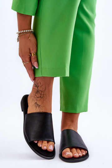 Dámske Koža hladká Papuče čierna Cerise