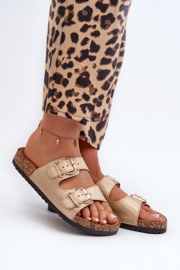 Dámske papuče s prackami zlatej farby Fronila 2