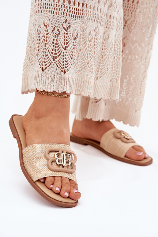 rovná sa Dámske papuče S Ornatem Detalem béžová Nenitta rovná sa Dámske papuče S Ornatem Detalem béžová Nenitta