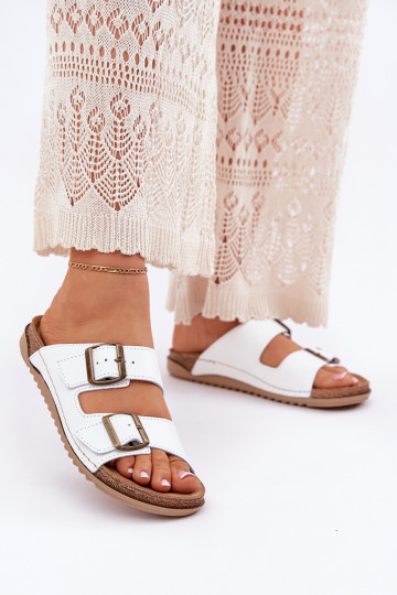 Kožené papuče Dámske Z Klarami Inblu AA0002KU biela farba 2