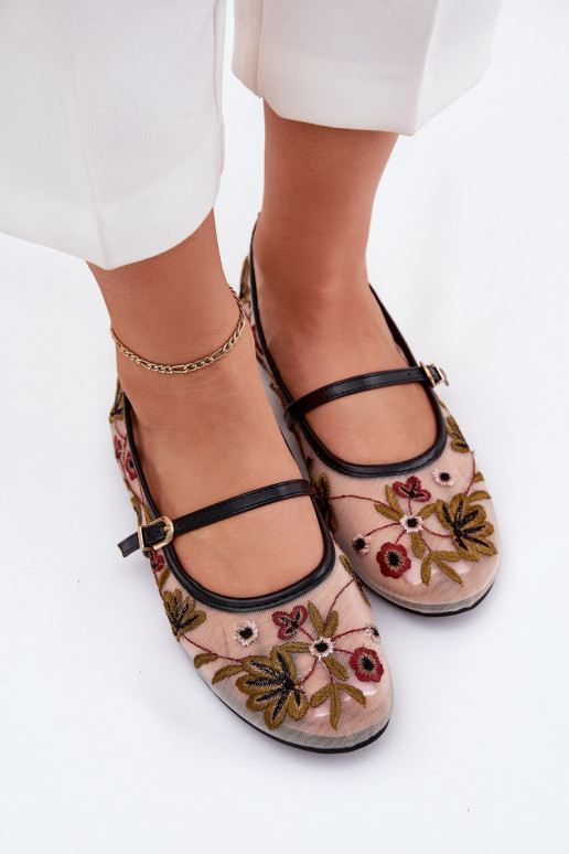 Balerínky Z Haftem I Pruhyem čierna Lilindraen