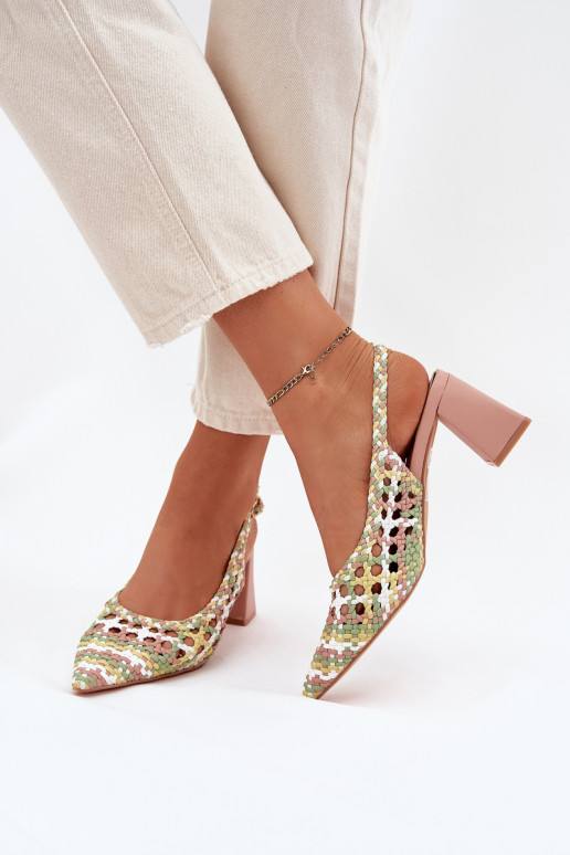 sandále S vrkočom s podpätkami Ružová Ebina