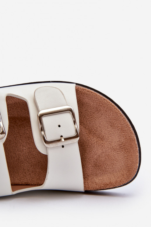 Dámske papuče s prackami biela farba Oliena