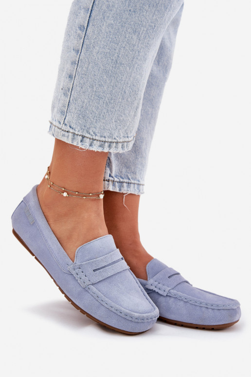 Semišové mokasíny Big Star modrej farby