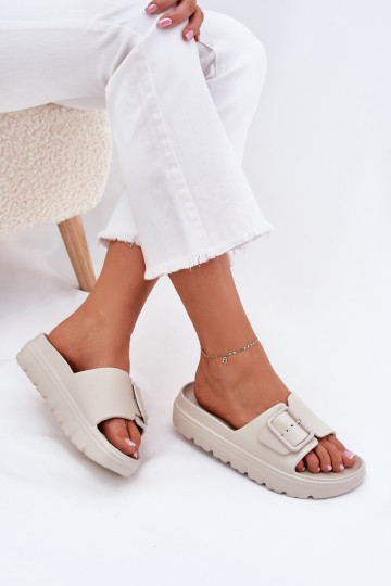 Dámske papuče Ľahké papuče s platformou s prackami béžová Viasara