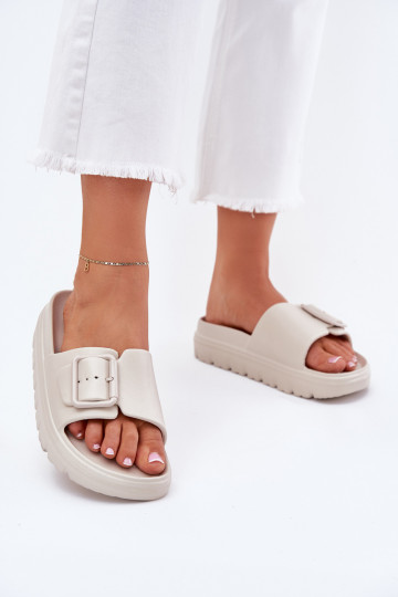 Dámske papuče Ľahké papuče s platformou s prackami béžová Viasara 2