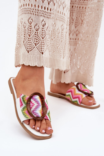 Papuče Dámsky byt ozdobiť s prackami biela farba LuInam