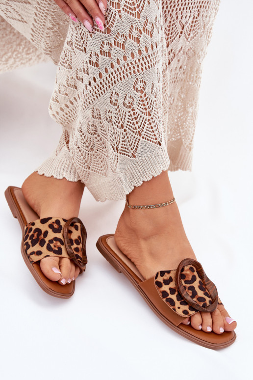 Papuče Dámsky byt ozdobiť s prackami so vzormi leopardej kožušiny LuInam