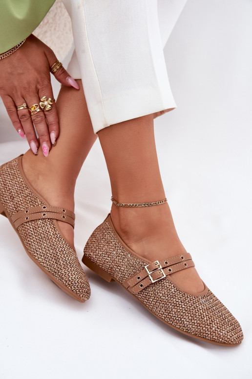 Balerínky S vrkočom I Paskami khaki farby Partheda