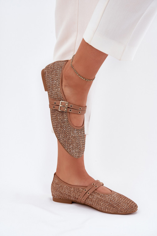 Balerínky S vrkočom I Paskami khaki farby Partheda