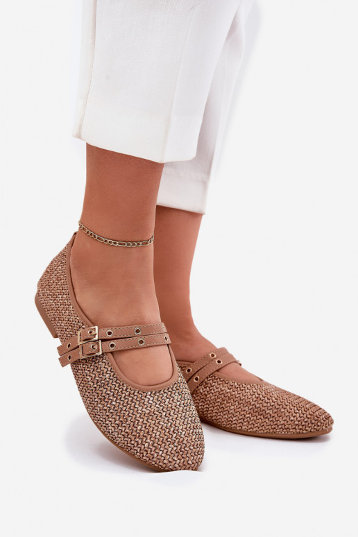 Balerínky S vrkočom I Paskami khaki farby Partheda