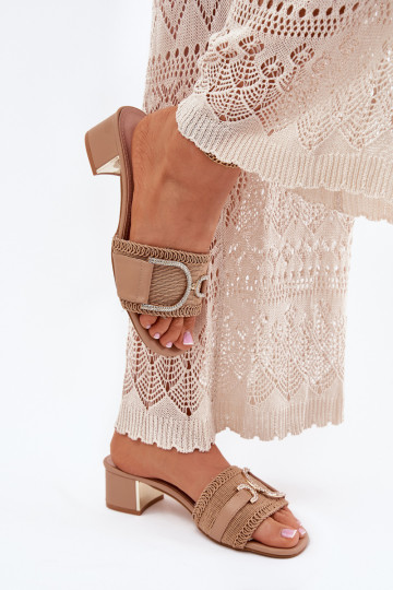 Dámske Papuče s podpätkami S Ornatem Detalem béžová Julinemi