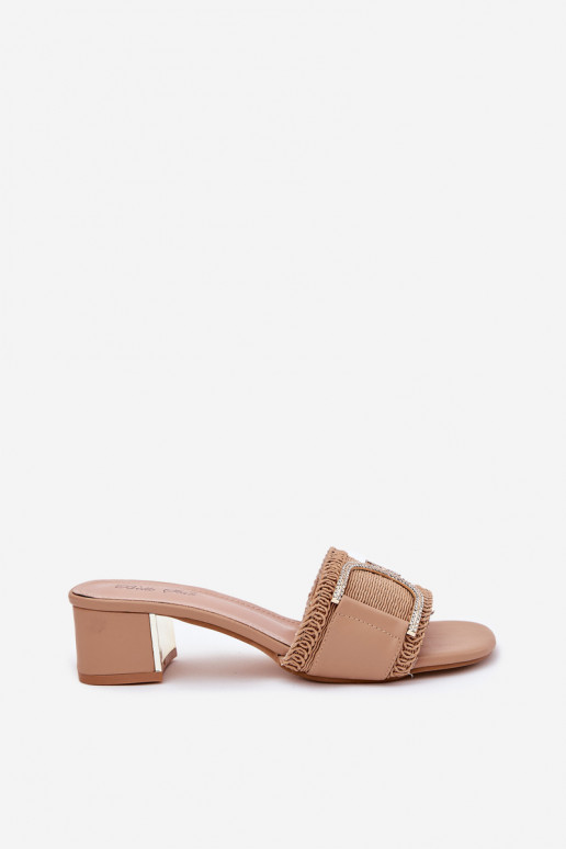 Dámske Papuče s podpätkami S Ornatem Detalem béžová Julinemi