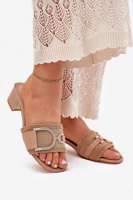 Dámske Papuče s podpätkami S Ornatem Detalem béžová Julinemi