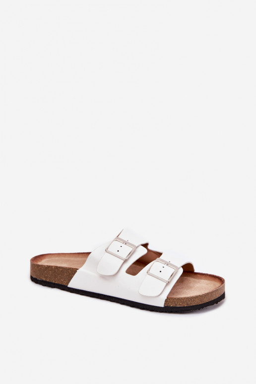 Dámske papuče s platformou s prackami biela farba Evisolla