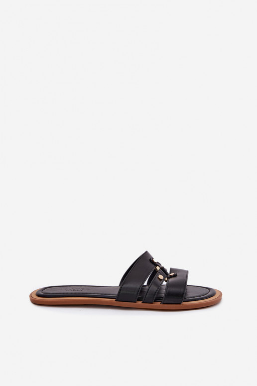 rovná sa Dámske papuče Ze zlatej farbym Detalem čierna Noroti