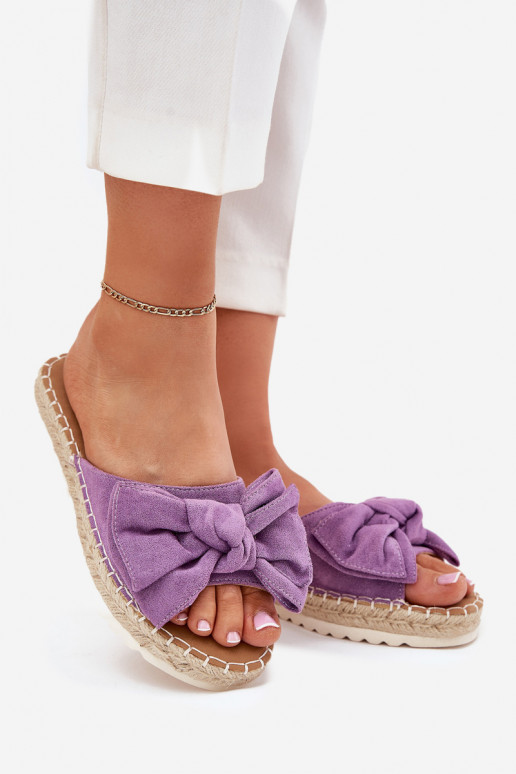 Dámske papuče s platformou S vrkočom I Kokardką Fialová Alpireda
