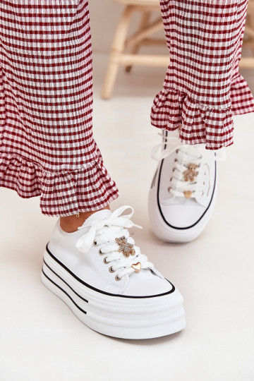 Bežná obuv s platformou Ze zlatej farbymi Przypinkami biela farba Fiorina