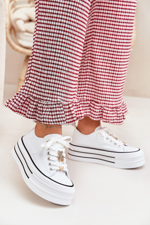 Bežná obuv s platformou Ze zlatej farbymi Przypinkami biela farba Fiorina