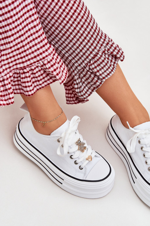 Bežná obuv s platformou Ze zlatej farbymi Przypinkami biela farba Fiorina