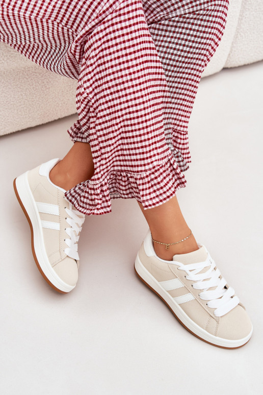 tenisky Tenisky model obuvi Dámske z eko kože béžová Ravina