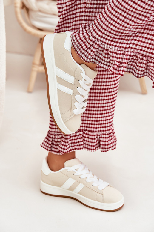 tenisky Tenisky model obuvi Dámske z eko kože béžová Ravina