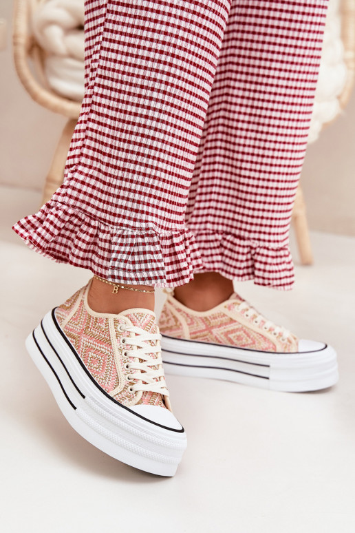 Nízka Bežná obuv s platformou Ružová Melina