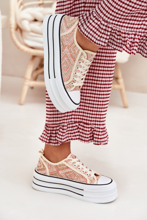 Nízka Bežná obuv s platformou Ružová Melina