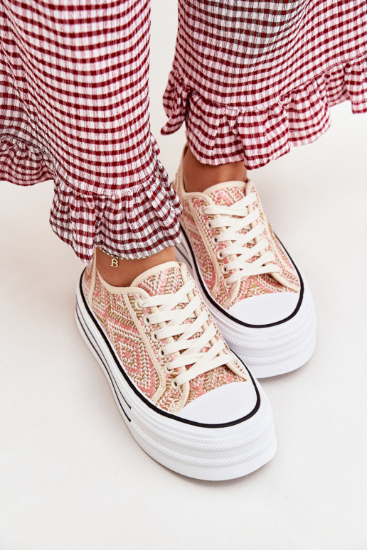 Nízka Bežná obuv s platformou Ružová Melina