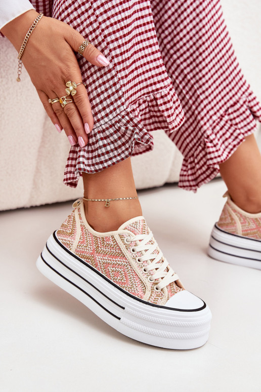 Nízka Bežná obuv s platformou Ružová Melina