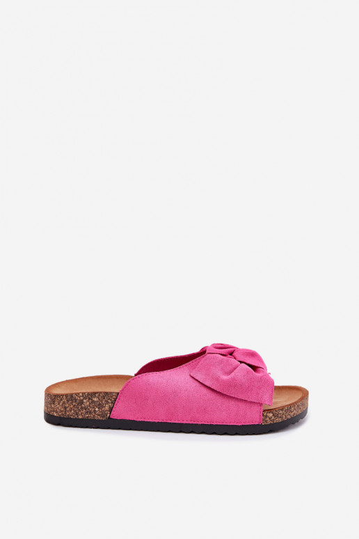 Dámske papuče Zapnuté korkovej podrážke Kokardką Ružová Seressa