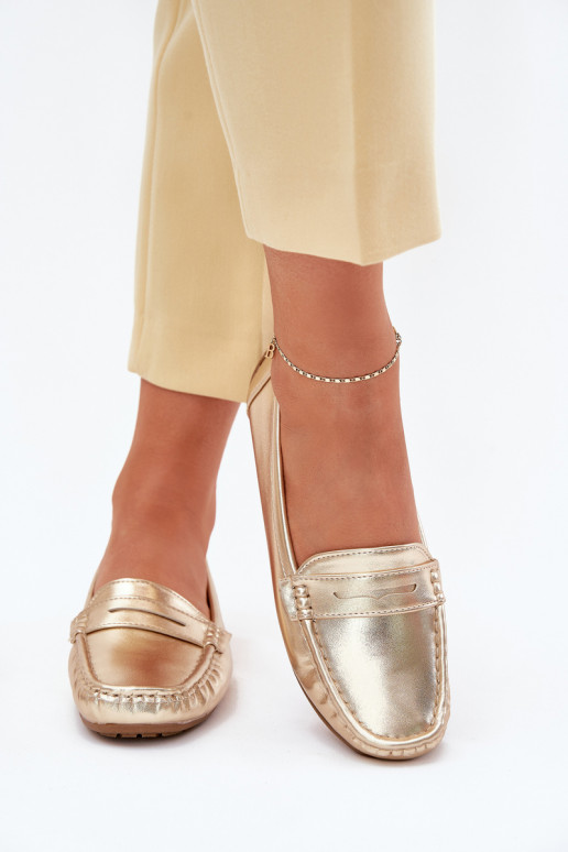 Dámske Eko Kožené Mokasíny zlatej farby Lenvie