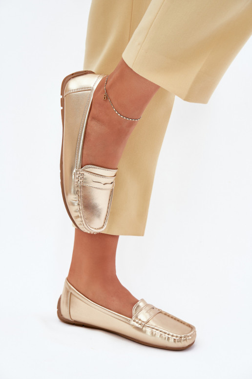 Dámske Eko Kožené Mokasíny zlatej farby Lenvie
